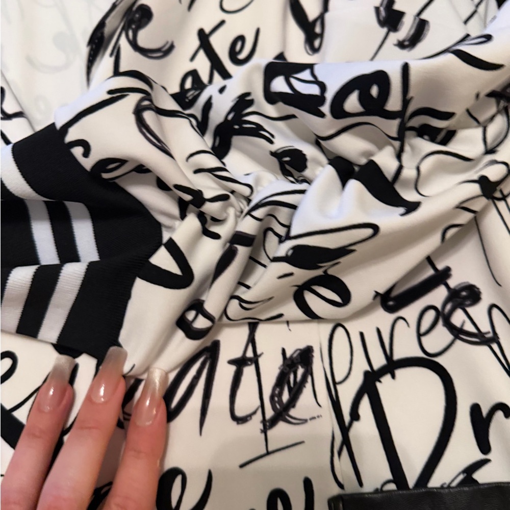 Joseph Ribkoff Black and White Script Blazer - Picture 5 of 6